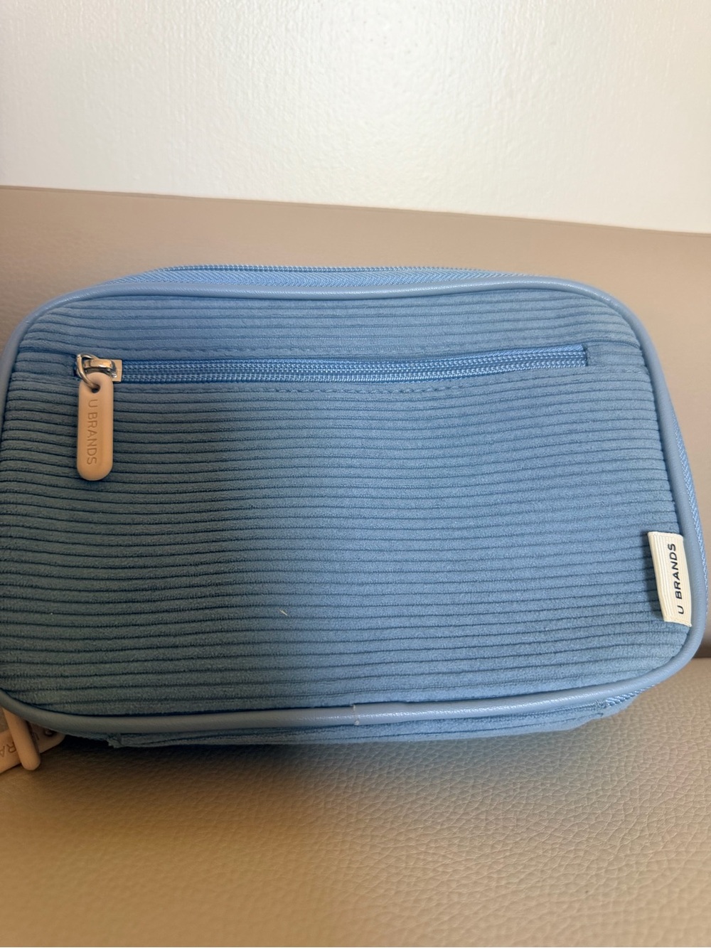 U Brands Blue Corduroy Zipper Organizer Case Travel Storage Bag